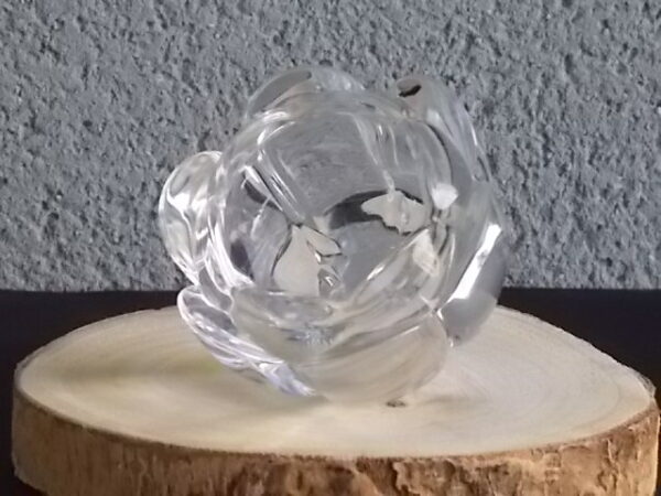 Bougeoir "Adria", en Cristal, 24 % de plomb translucide. Forme Fleur à double rangée de Pétales. De Royal Crystal Rock, Italy.