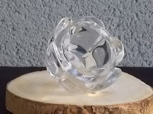 Bougeoir "Adria", en Cristal, 24 % de plomb translucide. Forme Fleur à double rangée de Pétales. De Royal Crystal Rock, Italy.