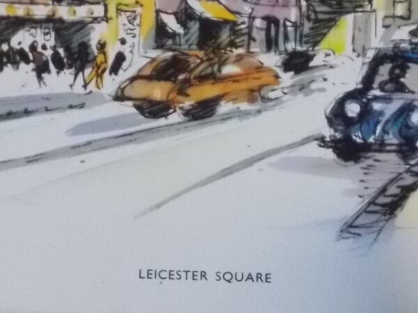 Dessous de plat, plaque de Fer Blanc sur carton serti. Illustration de "Leicester Square". De l'entreprise Carnaud Basse Indre