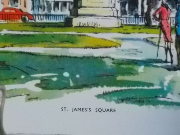 Dessous de plat, plaque de Fer Blanc sur carton serti. Illustration de "St James 's Square". De l'entreprise Carnaud Basse Indre