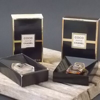 Coco, miniature Parfum 1,5 ml, avec sa boite. Parfum crée en 1984. De la maison Chanel