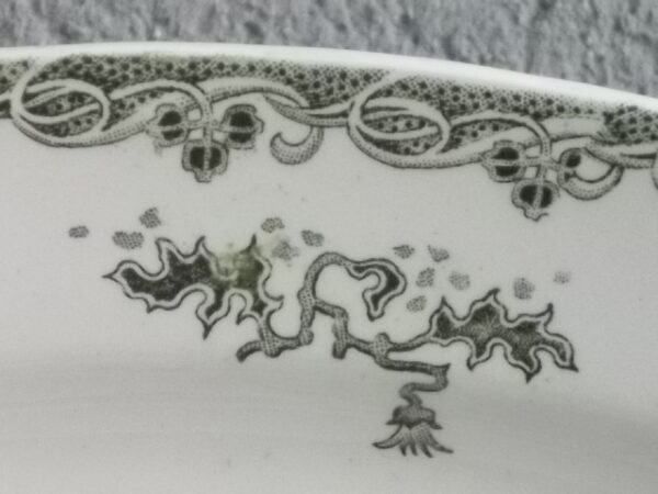 Plat creux "Modern Style", en Terre de Fer Blanche, à motif fleurie Gris. De la Faïencerie Sté Anonyme St Amand & Hamage