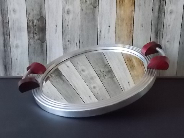Plateau miroir rond à anse 28,5 cm