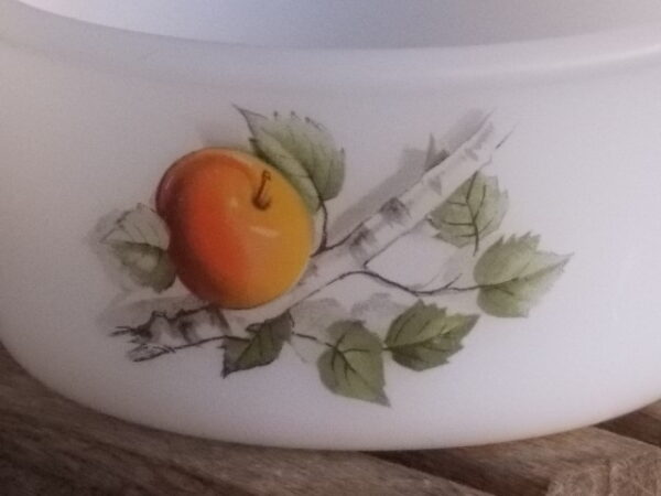 Ramequin "Fruits de France", en verre Opale et motif de Fruit. De la marque Arcopal France