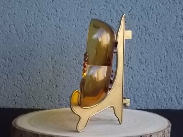 Ravier rectangulaire à Oreille, en verre teinté Ambre. Made in Deutschland