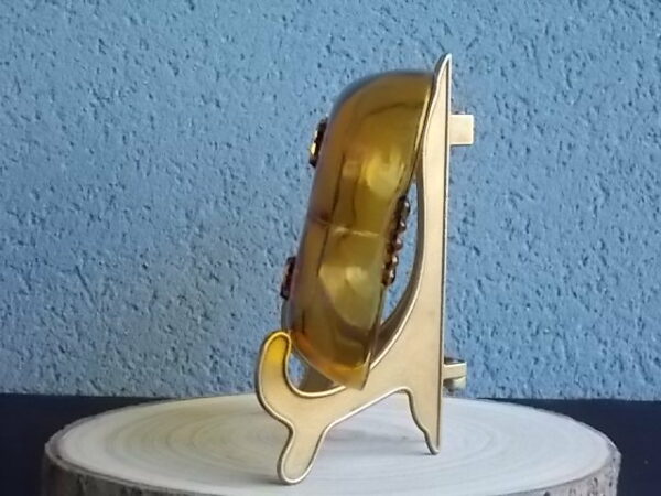Ravier rectangulaire à Oreille, en verre teinté Ambre. Made in Deutschland