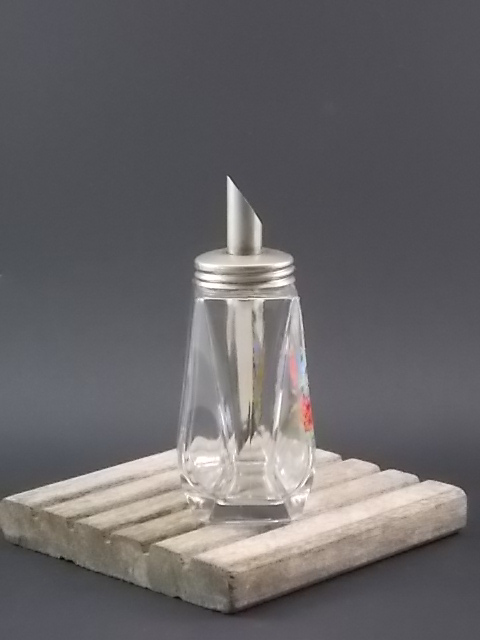 ANCIENNE SAUPOUDREUSE VERRE Hexagonal a Facette Bakélite Bordeaux Vintage Déco EUR 11,90 - FR