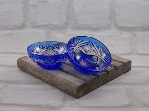 Coupelle en cristal double taille Bleu Cobalt. De la marque Cristal d'Arques.